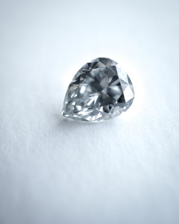 A pear-shaped, 3.91-carat, fancy-grey diamond. Photo: Langerman Diamonds. 