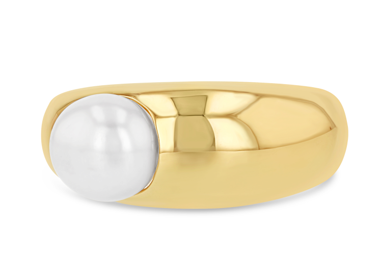 Grace Lee 14-karat domed gold ring featuring a round pearl. Photo: Grace Lee. 

