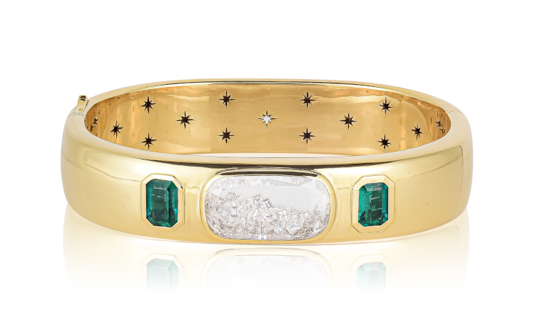 Moritz Gilk Brado ring in 18-karat yellow gold with emeralds and diamonds, $38,700. Photo: Moritz Glik. 