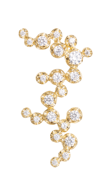 Lenka Kerlicka big organic diamond brooch No. 02 in 18- karat yellow gold with diamonds.