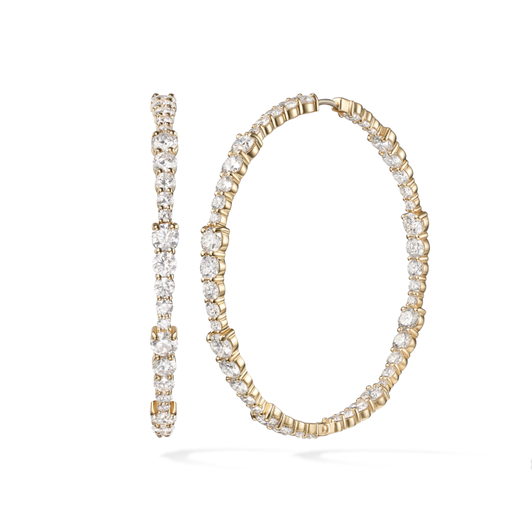 Melissa Kaye Ashley hoops in 18-karat yellow gold with diamonds in different sizes, $52,950. Photo: Melissa Kaye.