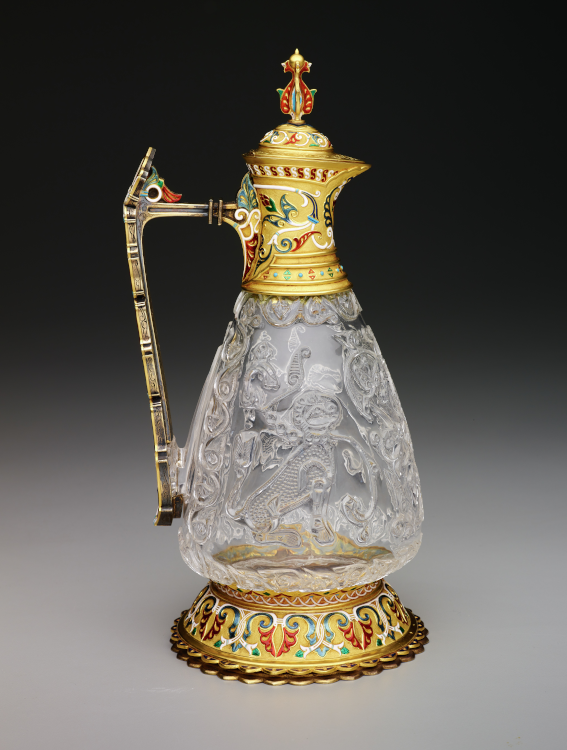 Rock crystal ewer, late 10th to early 11th century, with enameled gold repairs and fittings by Jean-Valentin Morel (1794 to 1860). Photo: The Keir Collection of Islamic Art. 