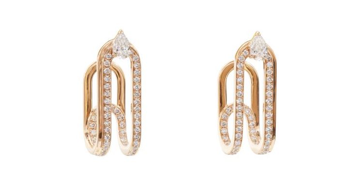 Gismondi Clip earrings in 18-karat rose gold with 0.71 carats of white diamonds. 