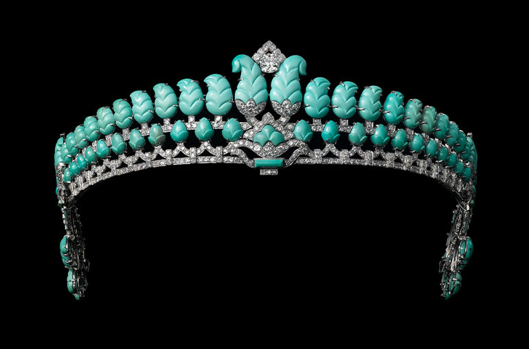 Tiara, Cartier London, special order, 1936. Platinum, diamonds, turquoise. Sold to The Honorable Robert Henry Brand. Cartier Collection. Vincent Wulveryck, Collection Cartier © Cartier