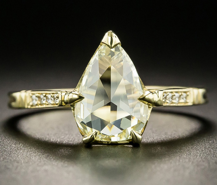 Lang rose-cut pear-shaped diamond set in a gold ring. Photo: Cole Bybee.