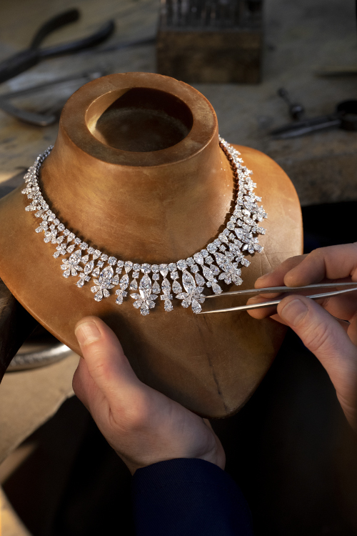 Graff white diamond necklace featuring more than 96 carats of diamonds, set in platinum. Photo: Graff.