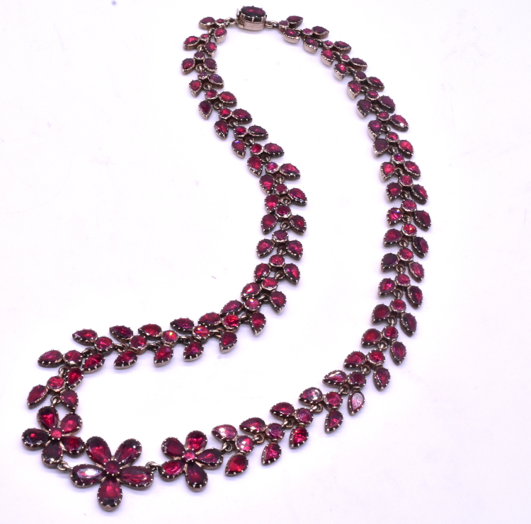The Spare Room Georgian pansy necklace with garnets. Photo: The Spare Room. 