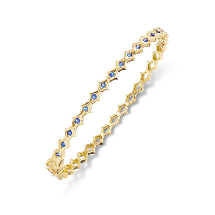 Dreamweaver stacking bracelet in 18-karat gold with blue sapphires. Photo: Ark Fine Jewelry.
