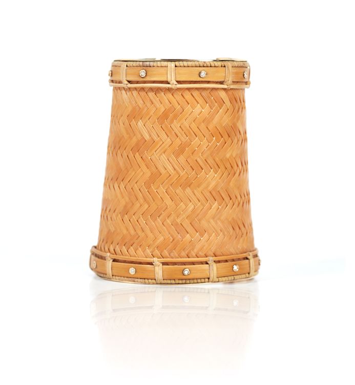 Silvia Furmanovich Amazonia Bamboo cuff in 18-karat gold, diamonds, bamboo and rattan.