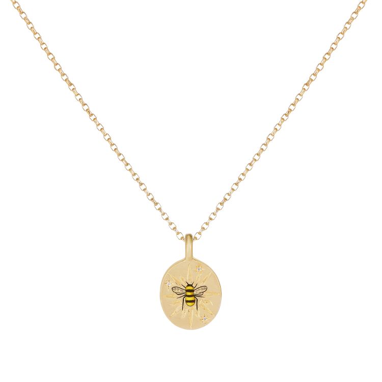 CeCe Jewellery The Sun & Bee Power necklace in 18-karat gold, diamonds and enamel.