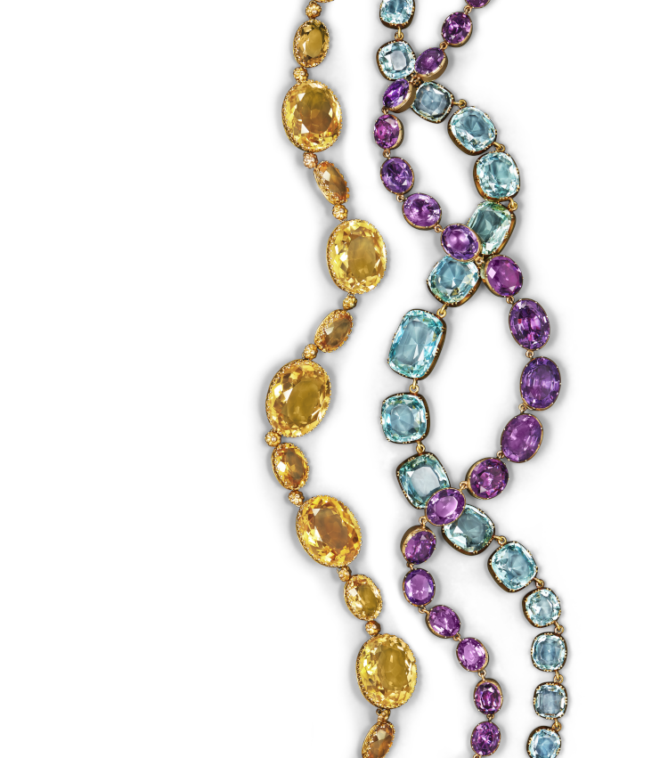 Fred Leighton Antique gemstone riviere necklaces. Photo: Fred Leighton.