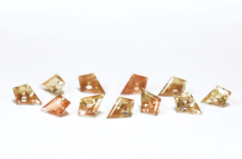 Trademarked Kyte cuts of Oregon Sunstone from Columbia Gem House
