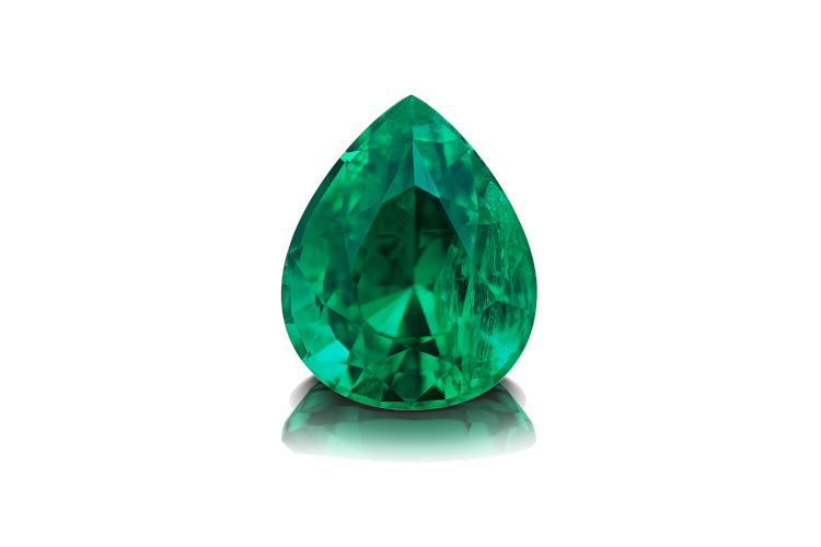 A 0.39 carats pearl-shaped emerald, from Pakistan, by Imperial Colors. Photo: Imperial Colors. 