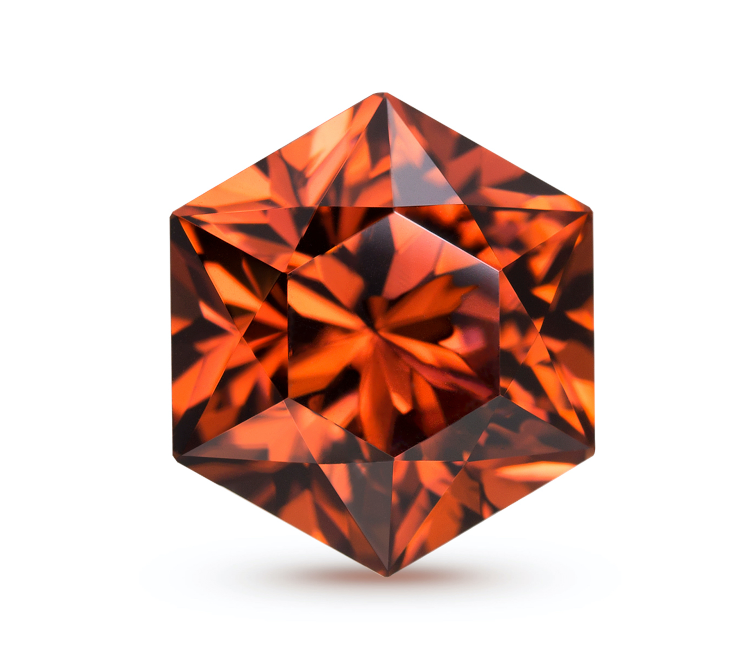 This 14.71-carat, pumpkin spice zircon from Tanzania was cut by Roger Dery and is available from Anza Gems. Photo: Anza Gems.