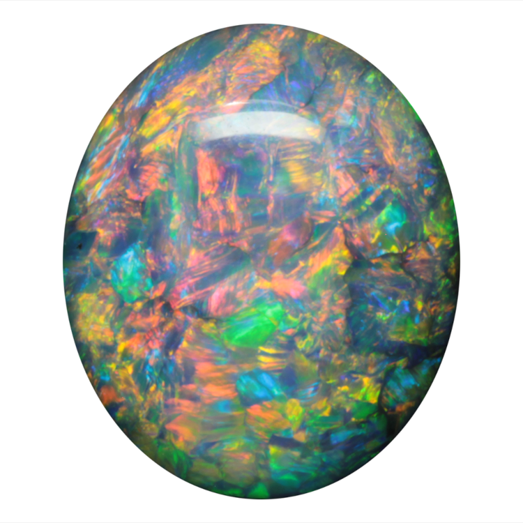 A 6.35-carat black opal mined in Lightening Ridge, Australia that will retail for about $60,000. Photo: Parlé Jewelry Designs.