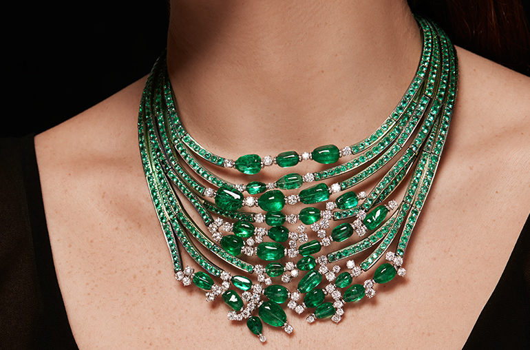 Haute Couture Jan 2022 High Jewellery Emerald and diamond Necklace by Fawaz Gruosi