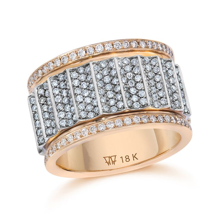Clive ring in 18-karat rose and white gold with diamonds. Photo: Walters Faith. 