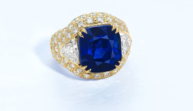 Ring set with a 14.70-carat, Kashmir sapphire and diamonds, sold at Christie's Hong Kong in July 2020. Photo: Christie's. 