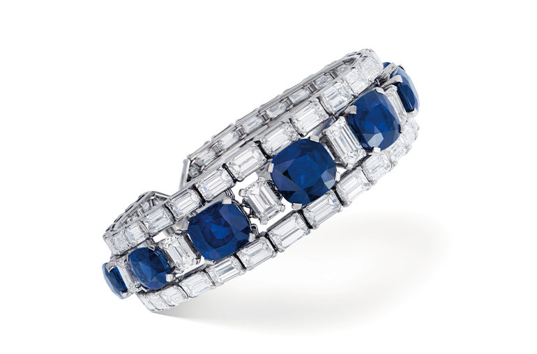 A Kashmir sapphire and diamond bracelet that sold at Christie’s Geneva in November 2020.