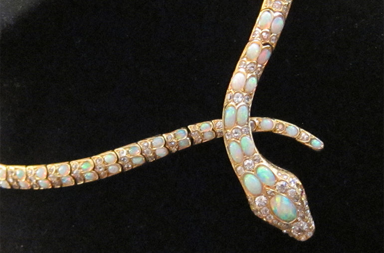 opal and diamond snake necklace, 1890 Beverley R Jewelry