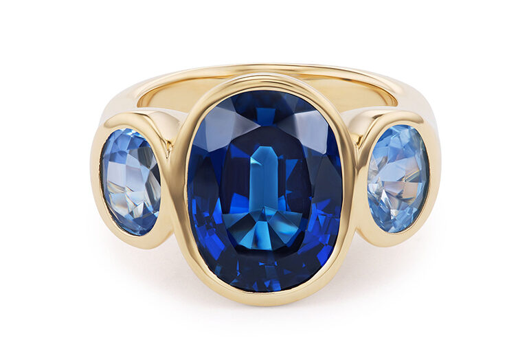 Main image: Gypsy ring with a blue with oval sapphire sides by Brent Neale. Photo: Brent Neale.