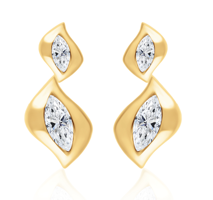 Almasika Double Harmony stud earrings in 18-karat gold with diamonds. Photo: Almasika.