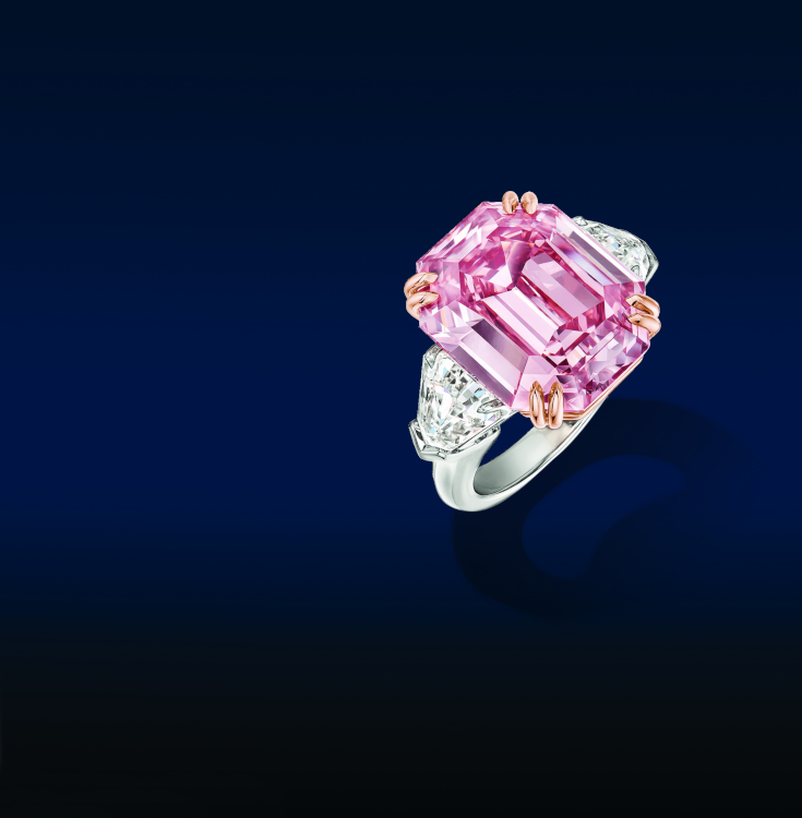 Winston Pink Legacy ring with an 18.96-carat, fancy-vivid-pink diamond. Photo: Christie’s