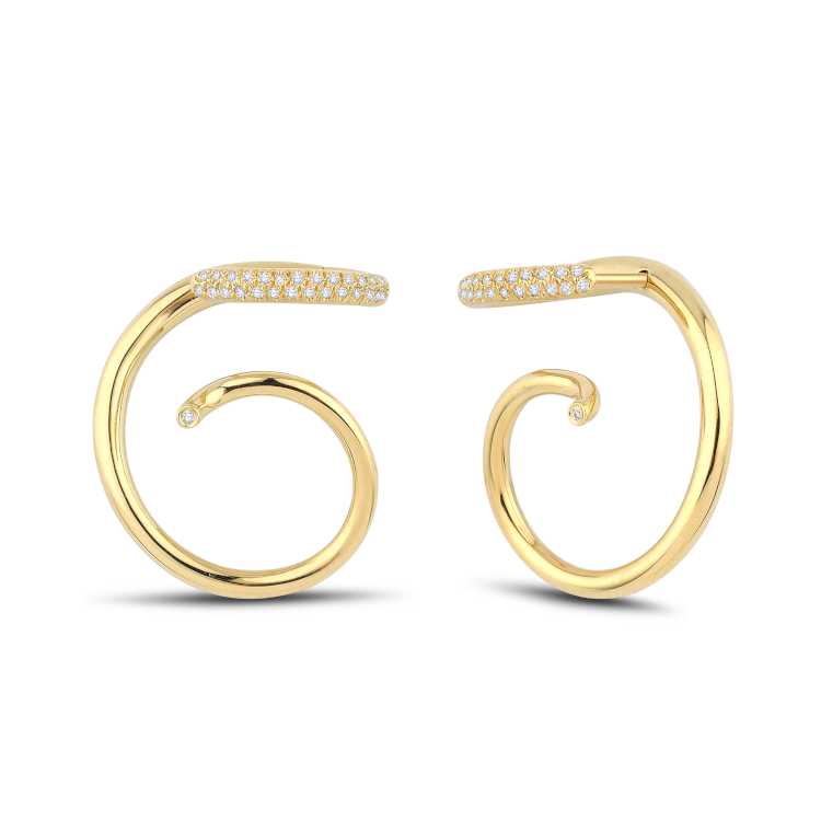 Kloto Coil earrings in 18-karat gold with diamonds. Photo: Kloto.