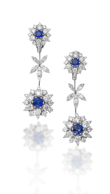 Left image: Picchiotti earrings with 3.90 carats of sapphires and 8.26 carats of diamonds. Photo: Picchiotti. 