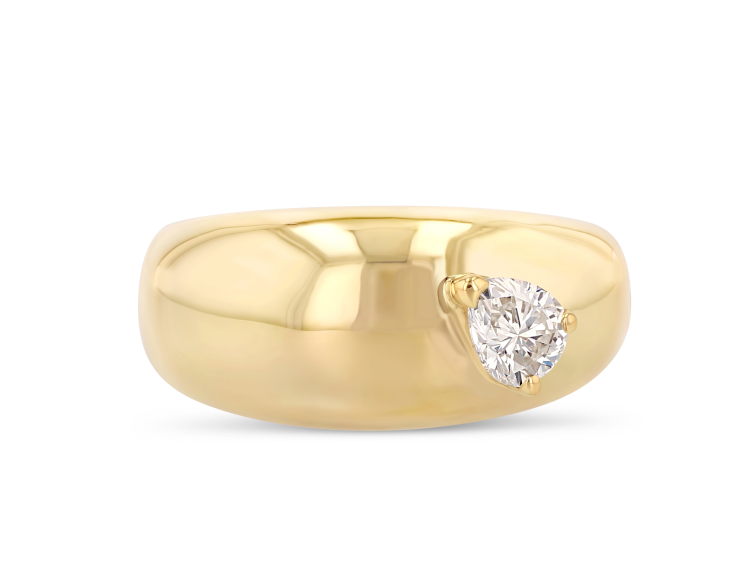Grace Lee Demi Globe ring in 14-karat gold with pear-shaped diamond. Photo: Grace Lee.