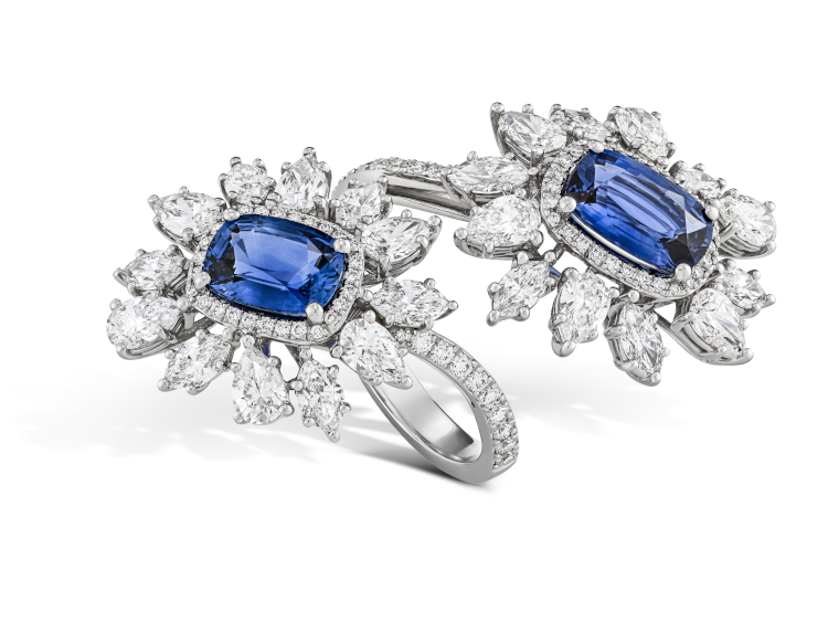 Diamond and sapphire ring by La Marquise in 18-karat gold. Photo: La Marquise.