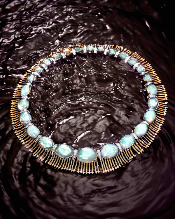 Together necklace in 18-karat gold with opals and diamonds. (Nikos Koulis)