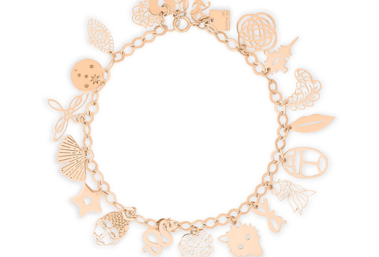 Twenty charm bracelet in 18-karat rose gold. (Ginette NY)