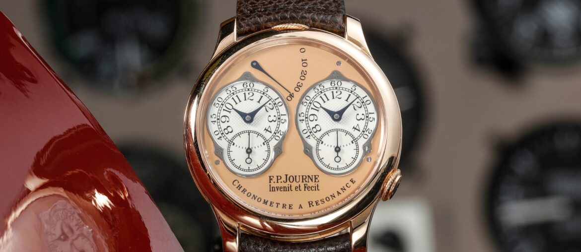 F.P. Journe Resonance watch with 18-karat gold case and salmon-pink dial. (F.P. Journe)