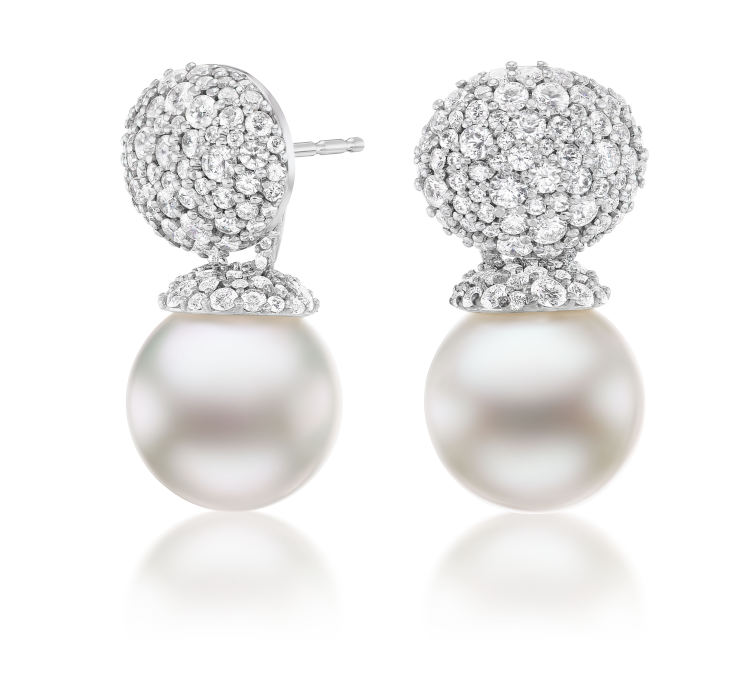 South sea pearls and diamond earrings. (Anne Baker)