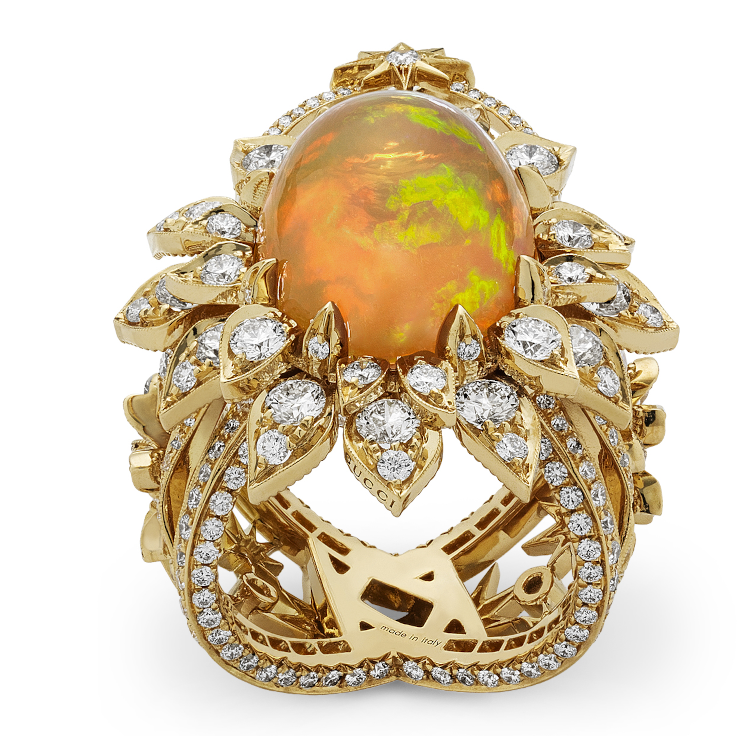 Gucci Hortus Deliciarum opal and diamond ring. (Gucci)