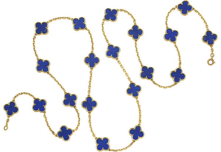 Van Cleef & Arpels Alhambra necklace in 18-karat gold with lapis lazuli, sold by Heritage Auctions. (Heritage Auctions)
