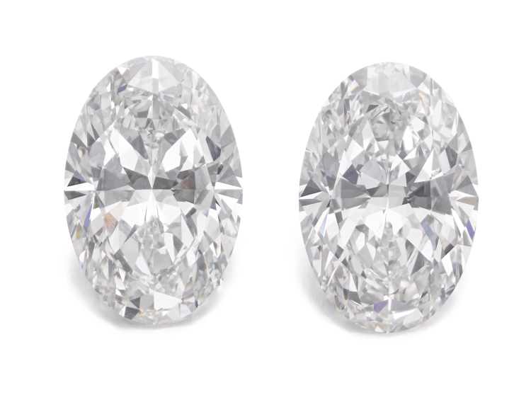 This pair of unmounted oval diamonds weighing 20.03 and 20.19 carats fetched $4.2 million at Sotheby's Magnificient Jewels and Noble Jewels (Sotheby's)