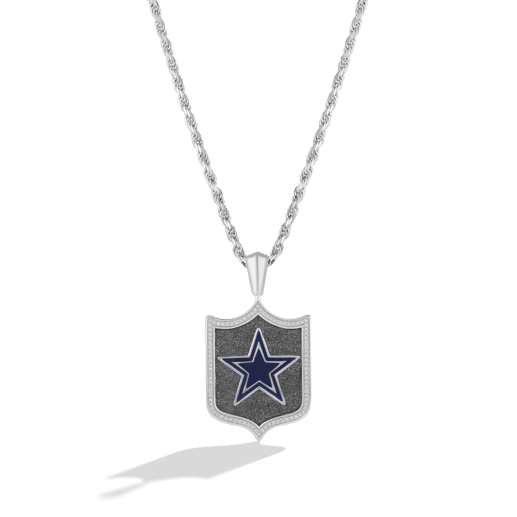 The Dallas Cowboys diamond and enamel reversible shield pendant in sterling silver. (Signet Jewelers)