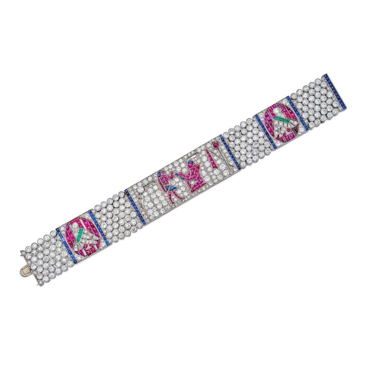 A Lacloche Frères colored stone and diamond bracelet  sold at Sotheby's on December 7, 2022. (Sotheby's)