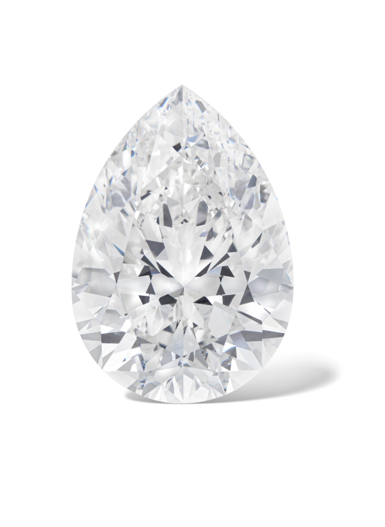The 228.31-carat “Rock,” the largest white diamond to come up at auction, sold for CHF21.7 million (about $23 million) in 2022 at Christie’s in Geneva. (Christie’s) 