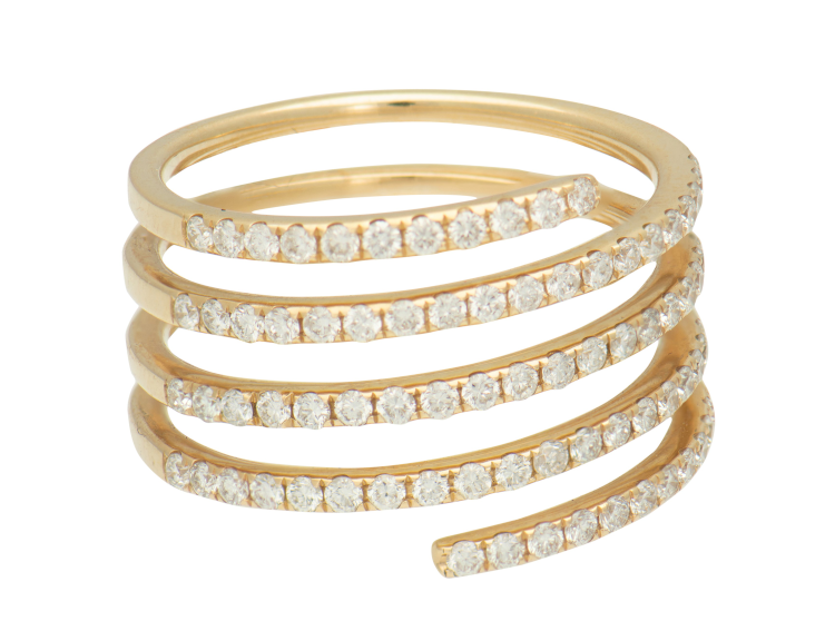 Diamond Wrap Ring in 14-karat yellow gold with 0.78 carats of diamonds. (Ali Weiss Jewelry)