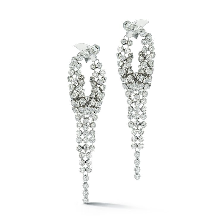 Platinum and diamond drop earrings by Ondyn. (Ondyn)