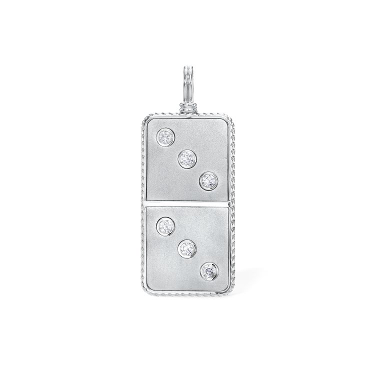 Retrouvai platinum Domino pendant with diamonds. (Retrouvai)