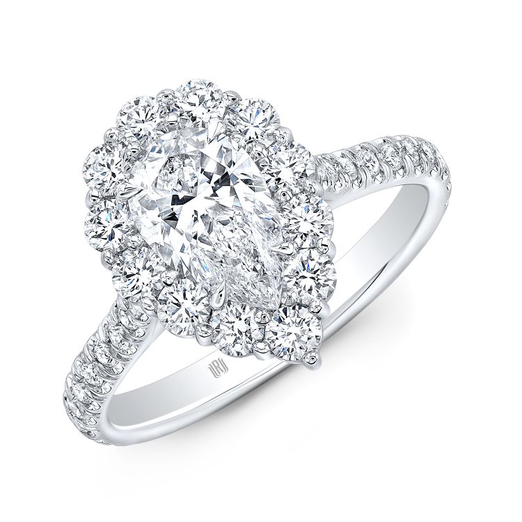 Rahaminov engagement ring with a pear-shaped central diamond (Rahaminov)
