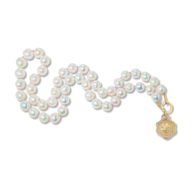 Sorellina pearl necklace with 18-karat gold and diamond charm. (Sorellina)