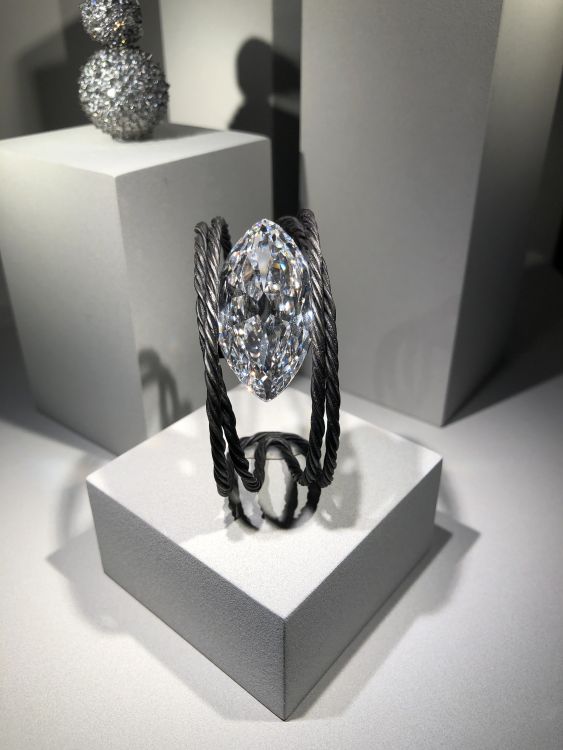Hemmerle marquise diamond and iron bracelet. (Anthony DeMarco)