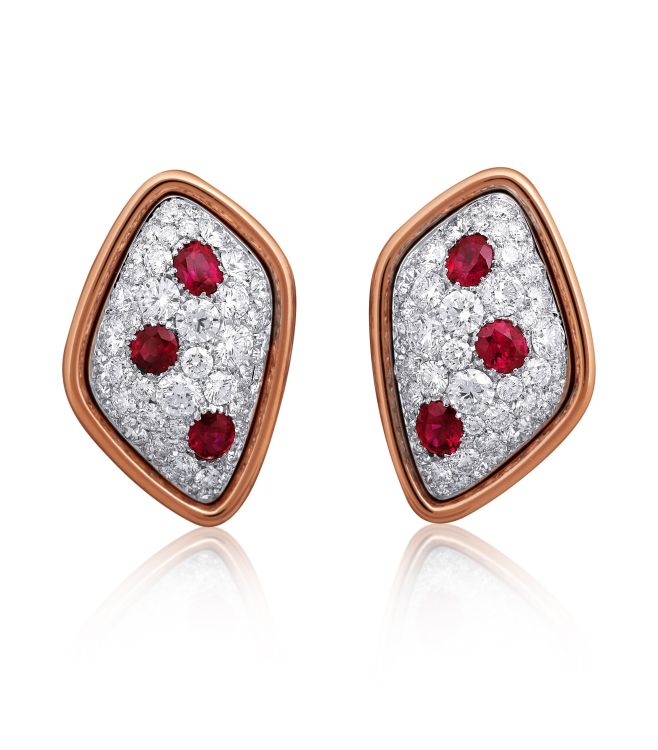  Picchiotti dots earrings featuring 104 diamonds and six oval rubies. (Picchiotti)