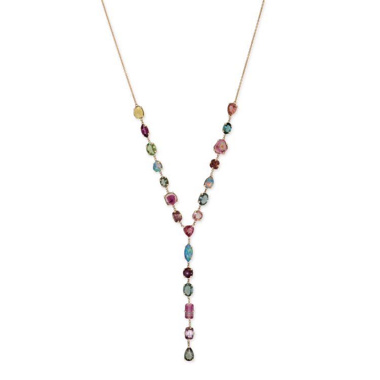 Jacquie Aiche Y necklace in 14 karat yellow gold with tourmaline and opals. (Jacquie Aiche)