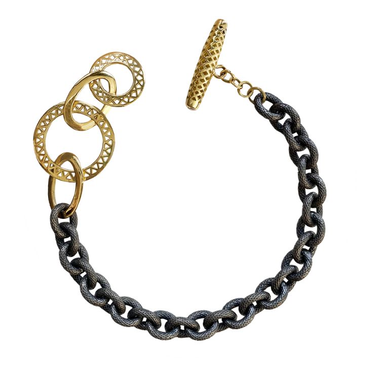 Ray Griffiths Crownwork link and oxidized silver chain bracelet (Ray Griffiths)